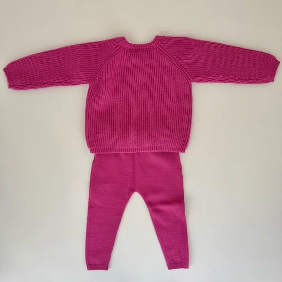 Splendid Baby Girl Pink Knit Sweater & Legging Set 6–12M Minimalist Aesthetic - Picture 6 of 6